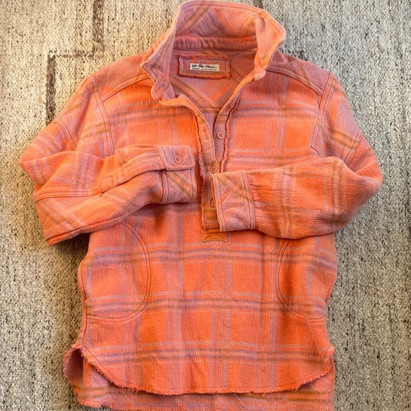 We The Free Sweaters - Orange Plaid Pullover Shirt
